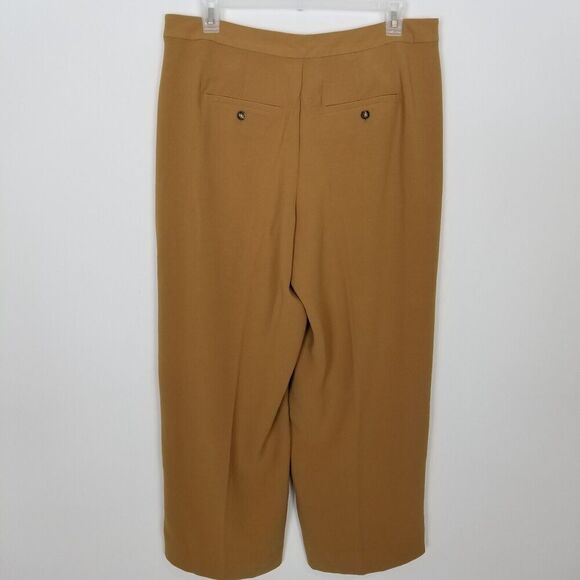 Madewell Women Pleated Tapered Pants Sz 14 Easygoing Crepe Light Brown Office - Picture 3 of 6
